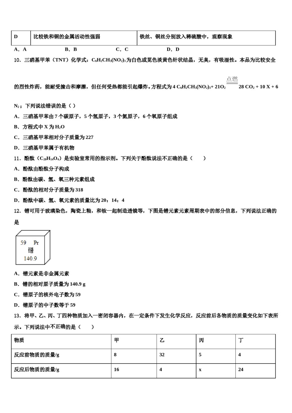 2024届黑龙江北安市中考化学考试模拟冲刺卷含解析.doc_第3页