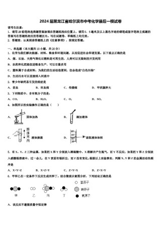 2024届黑龙江省哈尔滨市中考化学最后一模试卷含解析.doc