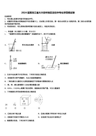2024届黑龙江省大兴安岭地区名校中考化学四模试卷含解析.doc