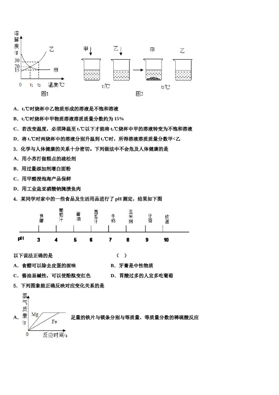 2024届黑龙江省大庆市杜尔伯特蒙古族自治县市级名校中考二模化学试题含解析.doc_第2页