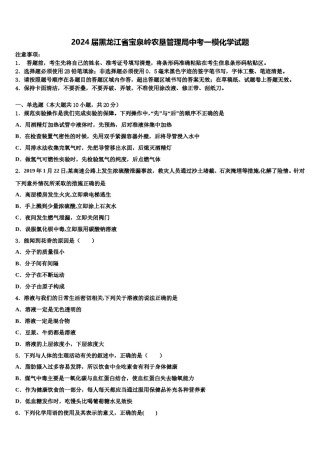 2024届黑龙江省宝泉岭农垦管理局中考一模化学试题含解析.doc