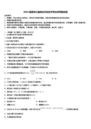 2024届黑龙江省绥化市名校中考化学四模试卷含解析.doc