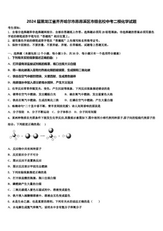 2024届黑龙江省齐齐哈尔市昂昂溪区市级名校中考二模化学试题含解析.doc