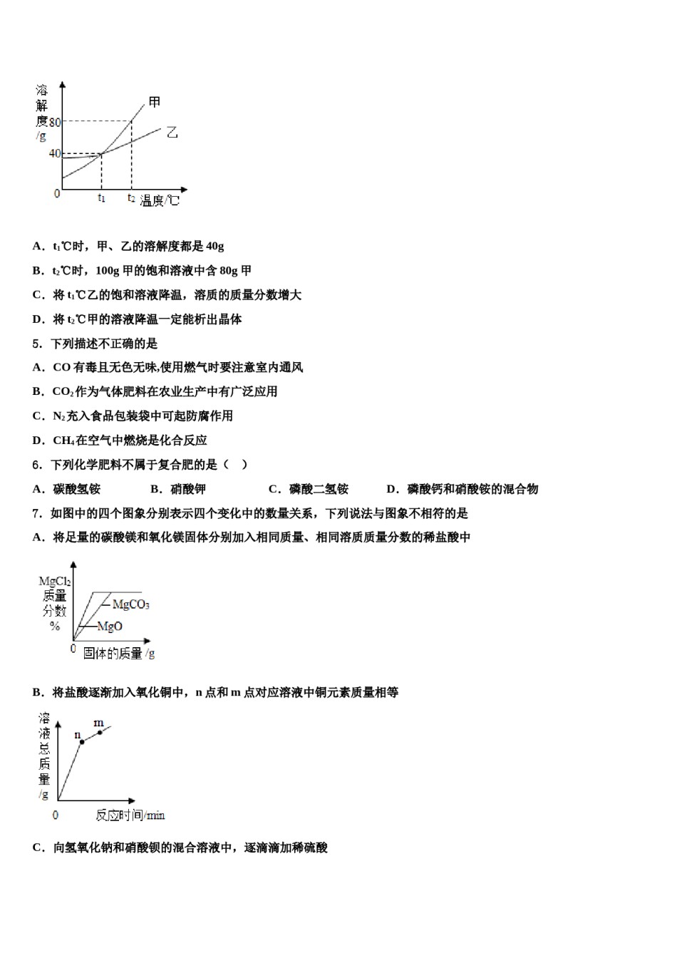 上海市嘉定区南翔镇怀少校2023-2024学年中考考前最后一卷化学试卷含解析.doc_第2页