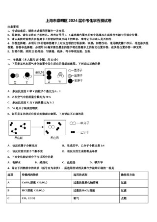 上海市崇明区2024届中考化学五模试卷含解析.doc
