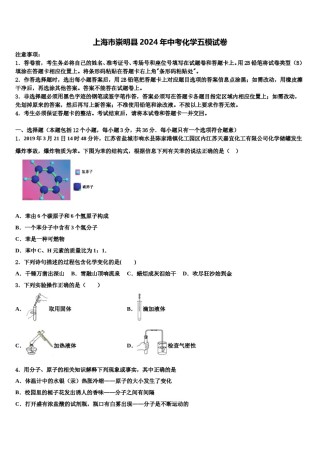上海市崇明县2024年中考化学五模试卷含解析.doc