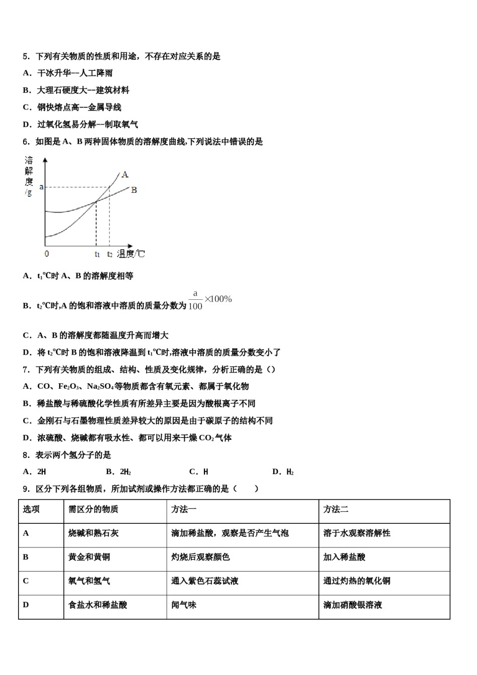 上海市浦东区第四教育署达标名校2023-2024学年中考化学模试卷含解析.doc_第2页