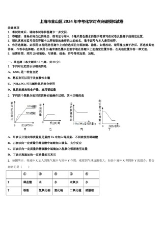 上海市金山区2024年中考化学对点突破模拟试卷含解析.doc