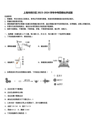 上海市闵行区2023-2024学年中考四模化学试题含解析.doc