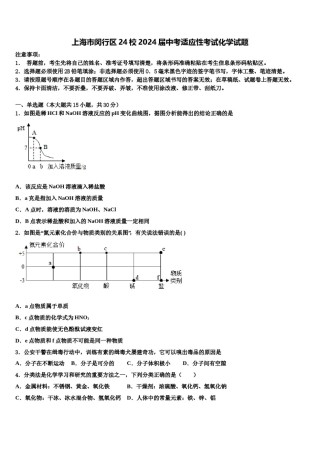 上海市闵行区24校2024届中考适应性考试化学试题含解析.doc