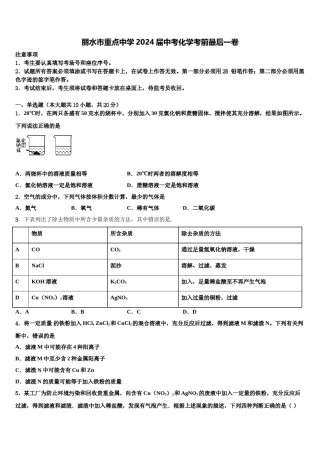 丽水市重点中学2024届中考化学考前最后一卷含解析.doc