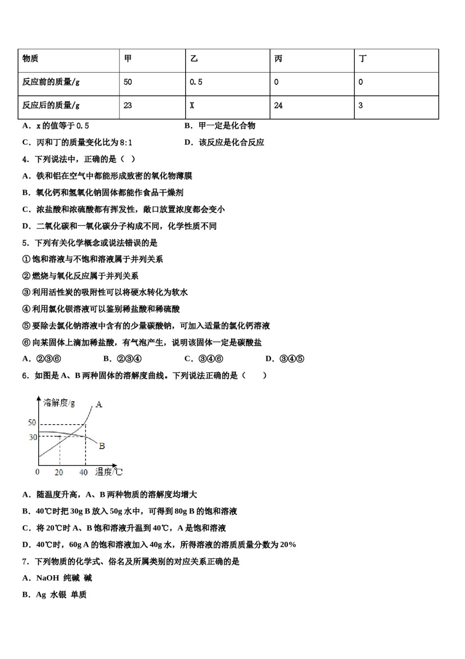 云南昆明市重点中学2024年中考化学考试模拟冲刺卷含解析.doc_第2页