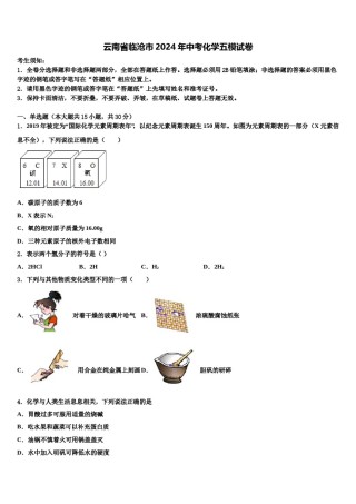 云南省临沧市2024年中考化学五模试卷含解析.doc
