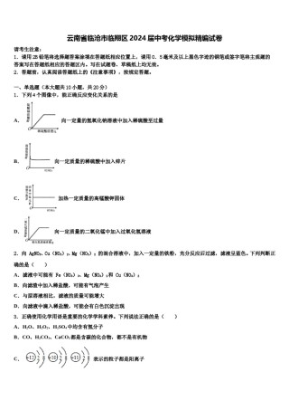 云南省临沧市临翔区2024届中考化学模拟精编试卷含解析.doc