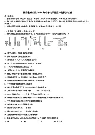 云南省巍山县2024年中考化学最后冲刺模拟试卷含解析.doc