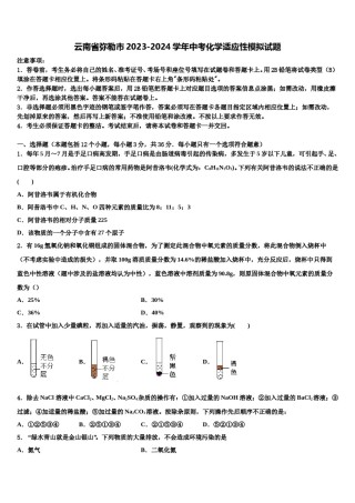 云南省弥勒市2023-2024学年中考化学适应性模拟试题含解析.doc