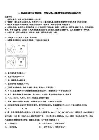云南省昆明市官渡区第一中学2024年中考化学模拟精编试卷含解析.doc