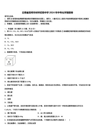 云南省昆明市祯祥初级中学2024年中考化学猜题卷含解析.doc