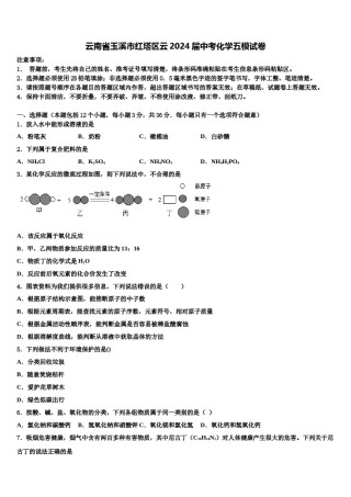 云南省玉溪市红塔区云2024届中考化学五模试卷含解析.doc