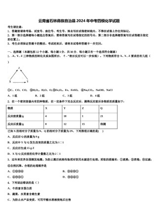 云南省石林彝族自治县2024年中考四模化学试题含解析.doc