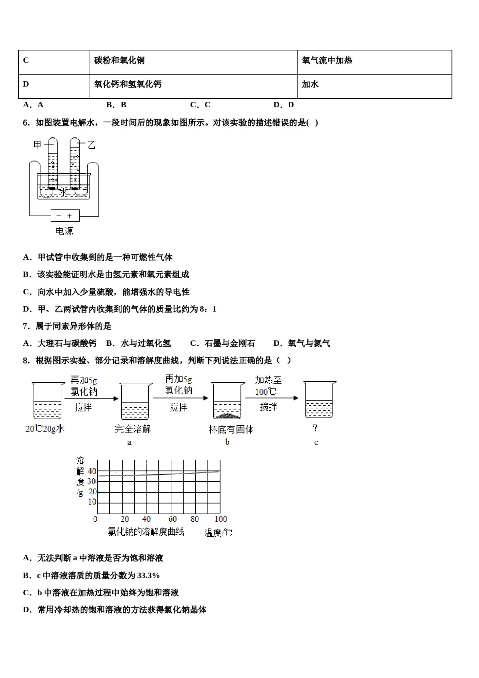 云南省红河哈尼族彝族自治州泸西县市级名校2024年中考一模化学试题含解析.doc_第2页