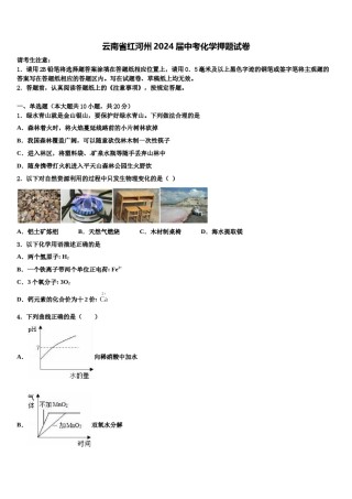 云南省红河州2024届中考化学押题试卷含解析.doc