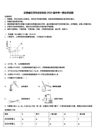 云南省红河市达标名校2024届中考一模化学试题含解析.doc