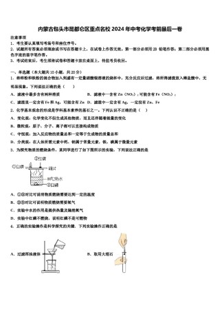 内蒙古包头市昆都仑区重点名校2024年中考化学考前最后一卷含解析.doc