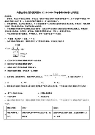 内蒙古呼伦贝尔满洲里市2023-2024学年中考冲刺卷化学试题含解析.doc