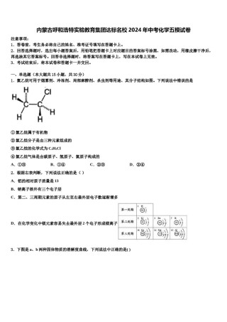 内蒙古呼和浩特实验教育集团达标名校2024年中考化学五模试卷含解析.doc