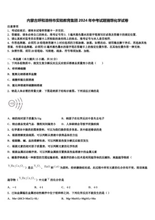 内蒙古呼和浩特市实验教育集团2024年中考试题猜想化学试卷含解析.doc