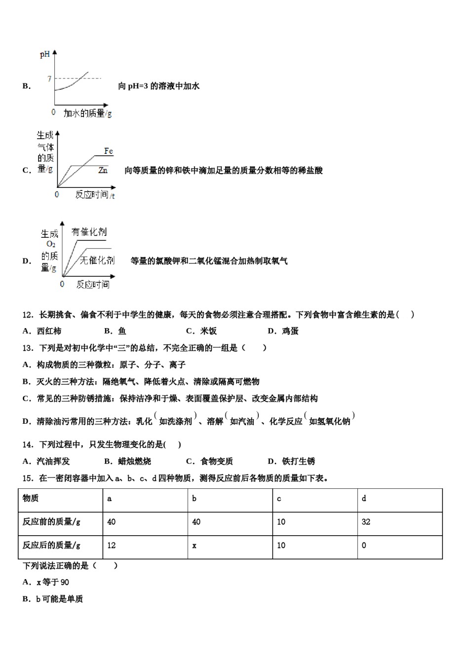 内蒙古师范大第二附属中学2023-2024学年中考化学模拟精编试卷含解析.doc_第3页