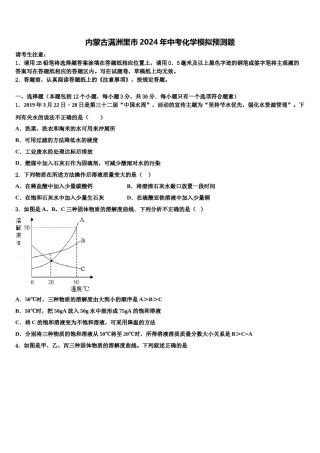 内蒙古满洲里市2024年中考化学模拟预测题含解析.doc