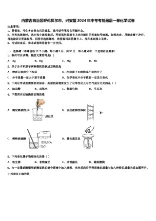 内蒙古自治区呼伦贝尔市、兴安盟2024年中考考前最后一卷化学试卷含解析.doc