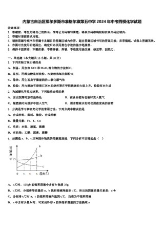 内蒙古自治区鄂尔多斯市准格尔旗第五中学2024年中考四模化学试题含解析.doc