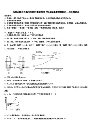 内蒙古鄂尔多斯市东胜区市级名校2024届中考考前最后一卷化学试卷含解析.doc