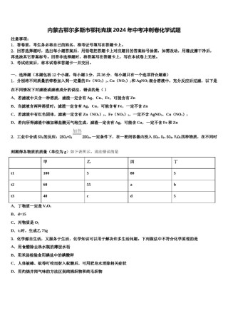 内蒙古鄂尔多斯市鄂托克旗2024年中考冲刺卷化学试题含解析.doc