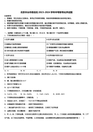 北京丰台市级名校2023-2024学年中考联考化学试题含解析.doc