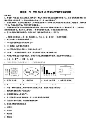 北京市一六一中学2023-2024学年中考联考化学试题含解析.doc