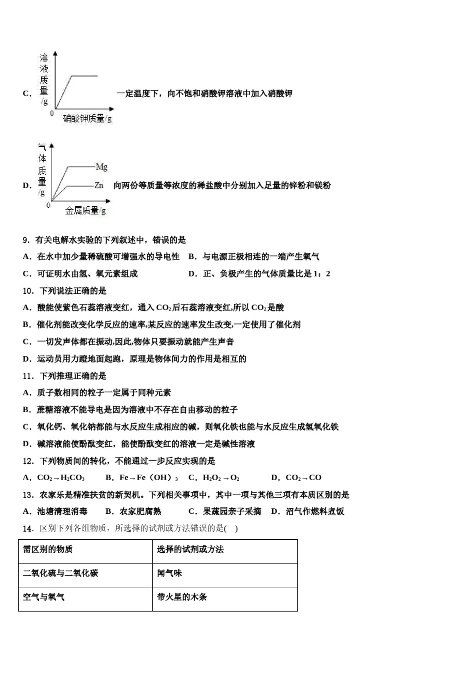 北京市密云县名校2024年中考试题猜想化学试卷含解析.doc_第3页