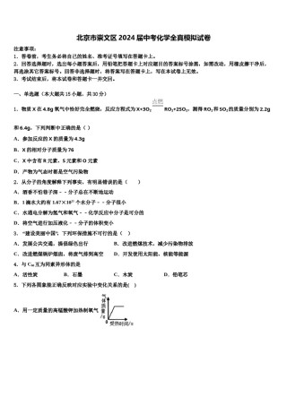 北京市崇文区2024届中考化学全真模拟试卷含解析.doc