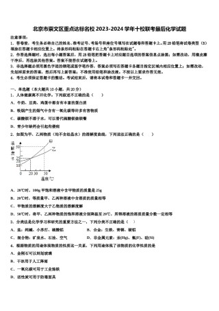 北京市崇文区重点达标名校2023-2024学年十校联考最后化学试题含解析.doc