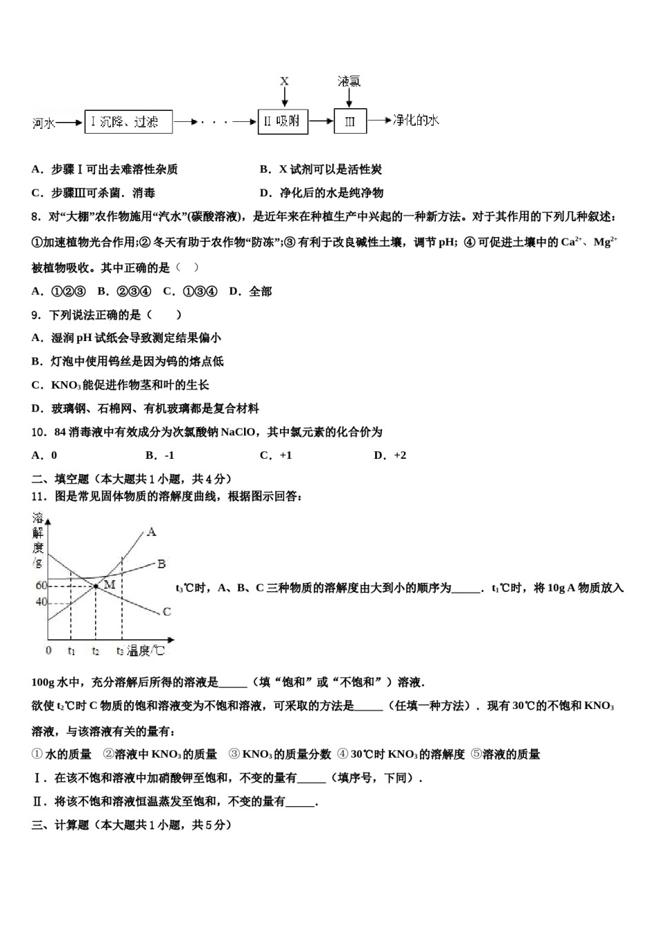 北京市工大附中2023-2024学年中考化学考试模拟冲刺卷含解析.doc_第2页
