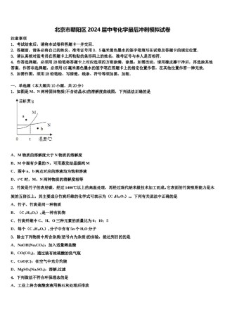北京市朝阳区2024届中考化学最后冲刺模拟试卷含解析.doc