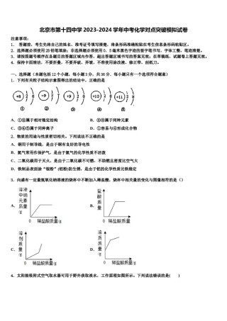 北京市第十四中学2023-2024学年中考化学对点突破模拟试卷含解析.doc