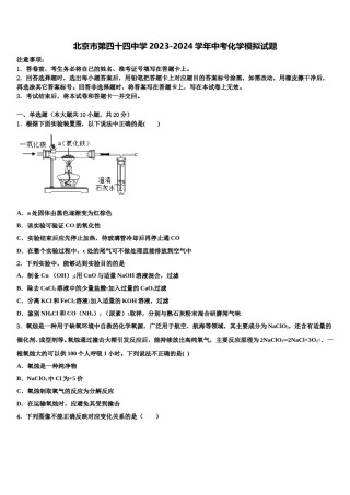 北京市第四十四中学2023-2024学年中考化学模拟试题含解析.doc