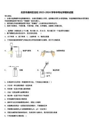 北京市通州区名校2023-2024学年中考化学模拟试题含解析.doc