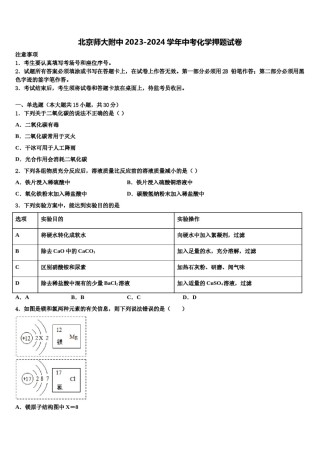 北京师大附中2023-2024学年中考化学押题试卷含解析.doc