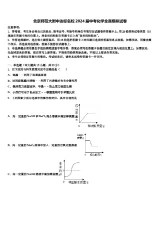 北京师范大附中达标名校2024届中考化学全真模拟试卷含解析.doc