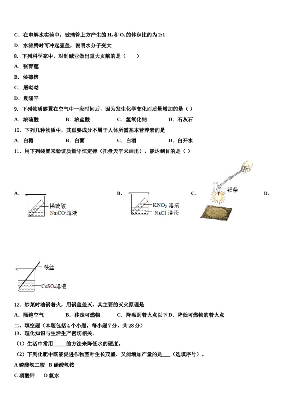 北京朝阳区达标名校2024届中考化学仿真试卷含解析.doc_第3页